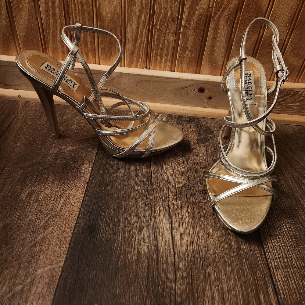 Badgley Mischka Strappy Gold Sandals